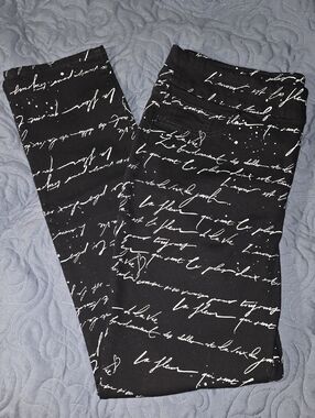 Chico's Black Skinny Jeans with White Script Print